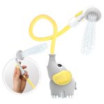 Yookidoo Baby Bath Shower Head - Elephant Water Pump with Trunk Spout Rinser - Control Water Flow from 2 Elephant Trunk Knobs for Maximum Fun in Tub or Sink for Newborn Babies(Pink)